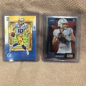 justin herbert rc lot (2 cards)  Score Gridiron Kings Prizm Optic Burrow